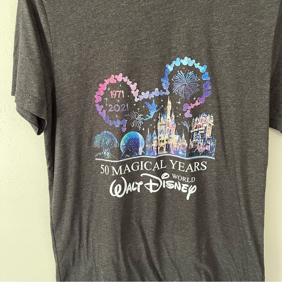 Bella + Canvas Walt Disney World 50 Magical Years Grey Tee With Castle Size L - Picture 4 of 7